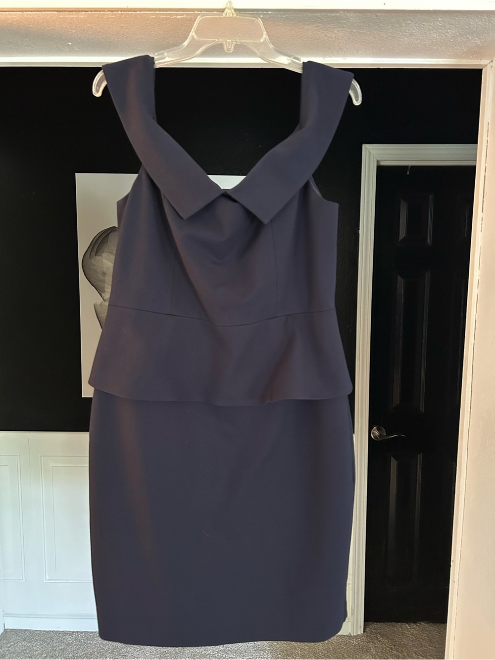 Ted Baker Navy Sleeveless Peplum Midi Dress
